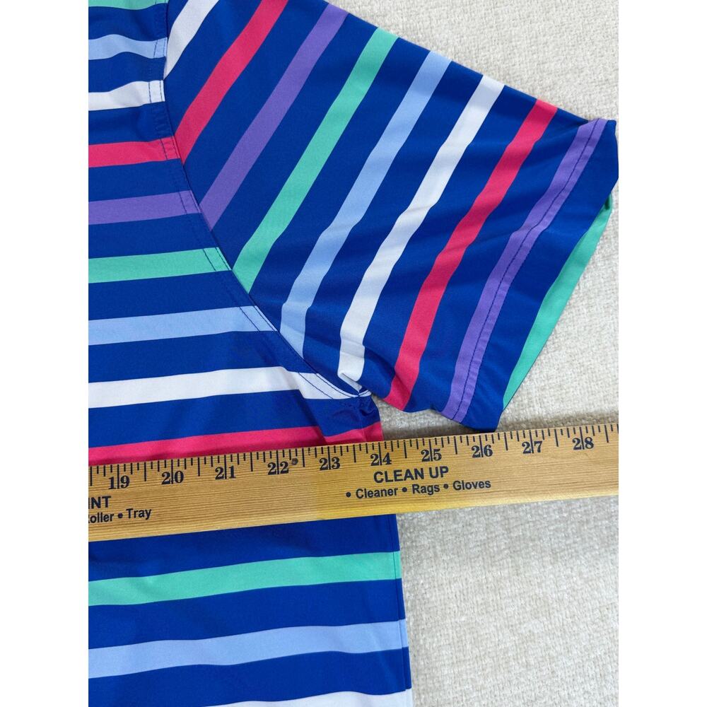 Vineyard Vines Men's XL Blue Green Striped Short Sleeve Performance Golf Polo - Picture 5 of 7